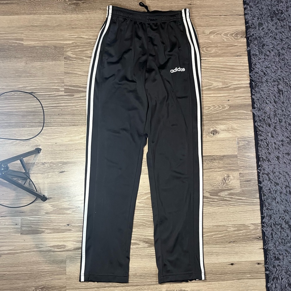 Adidas black track pants, size S